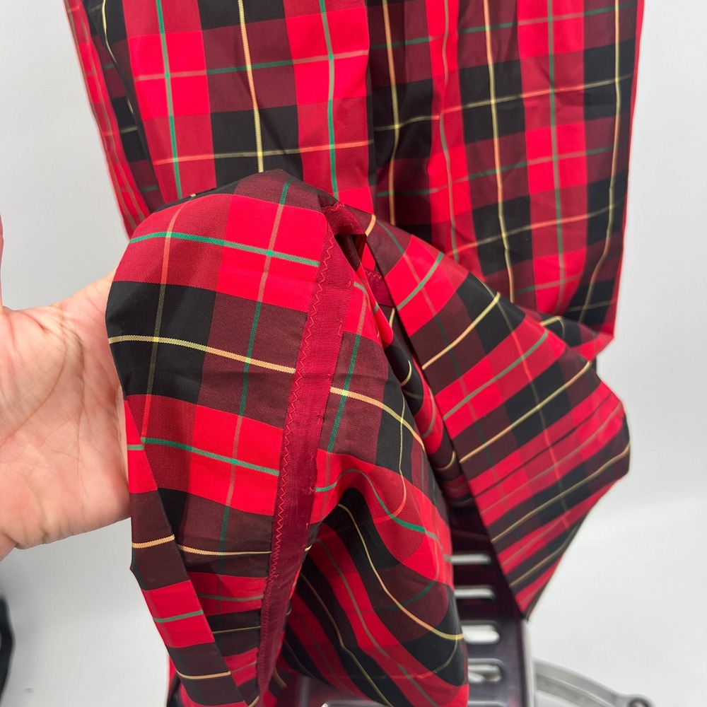 Vintage Regency Red Plaid Long Dress Velvet Bridgerton 70s Cottage Christmas - Picture 6 of 9